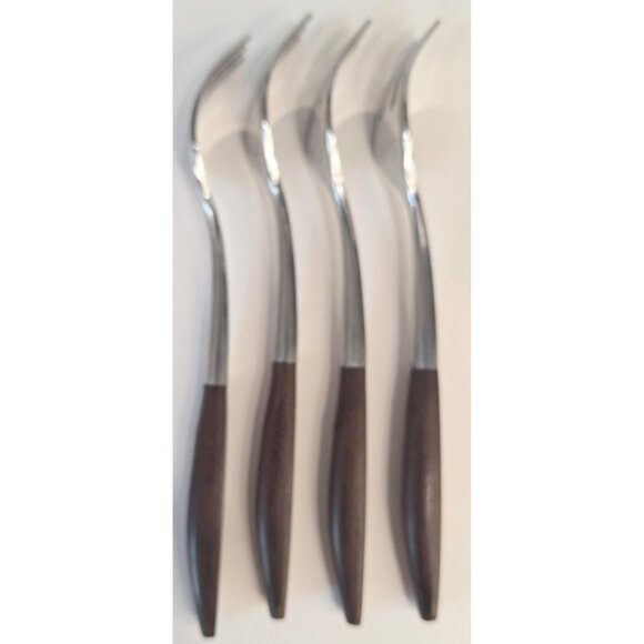 Dior Muffin by Grand Prix Seafood Forks Faux Wood Lot Of Four - Picture 11 of 15
